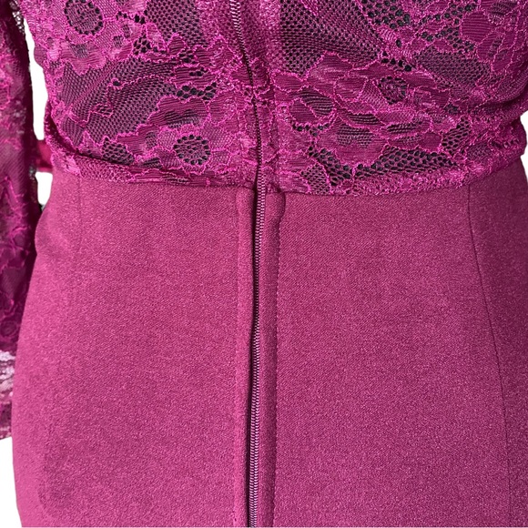 Vintage Charlotte Russe Amaranth Magenta Lace Pencil Dress - Picture 8 of 14